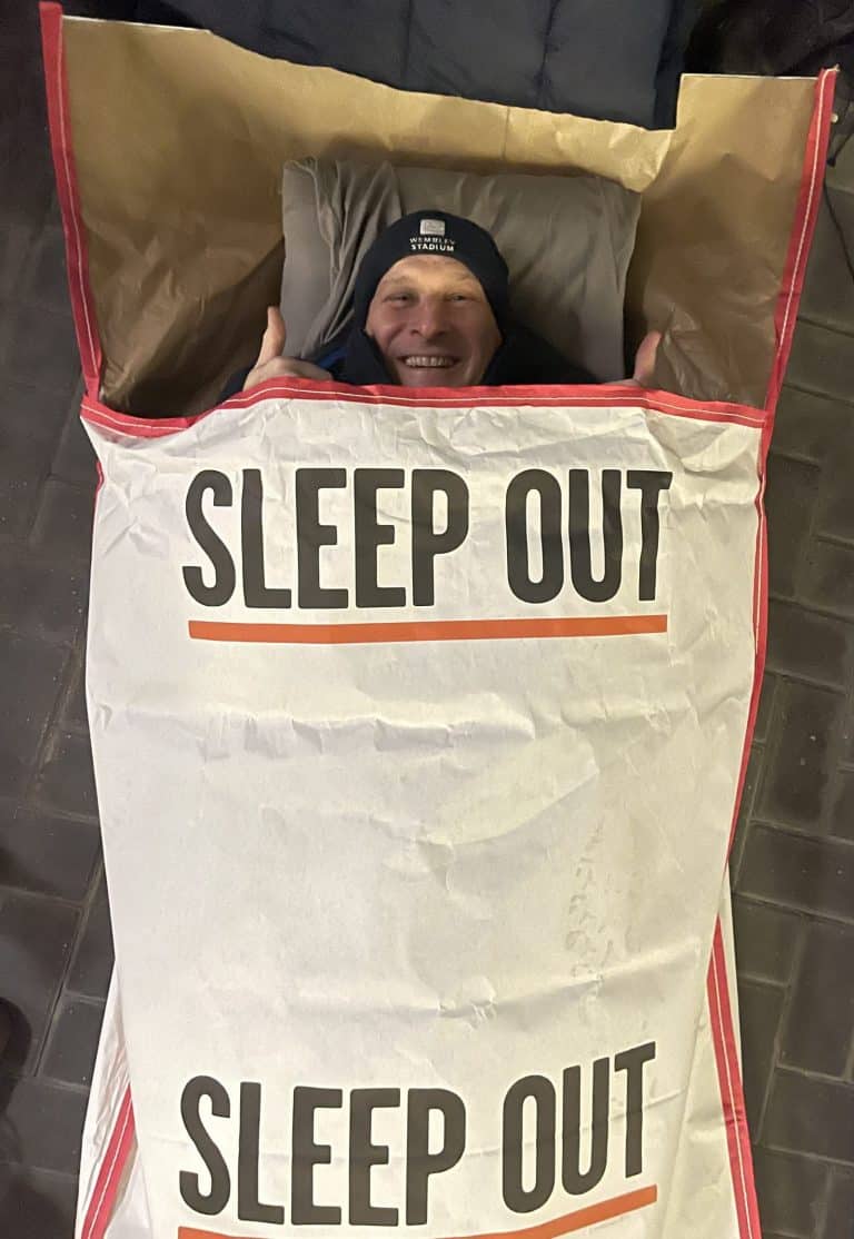 Derek doing sleepout for Centrepoint